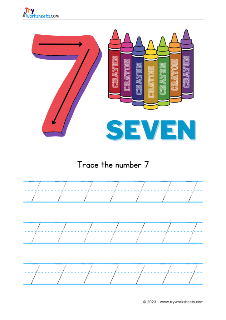 Number-7-Tracing - Try Worksheets