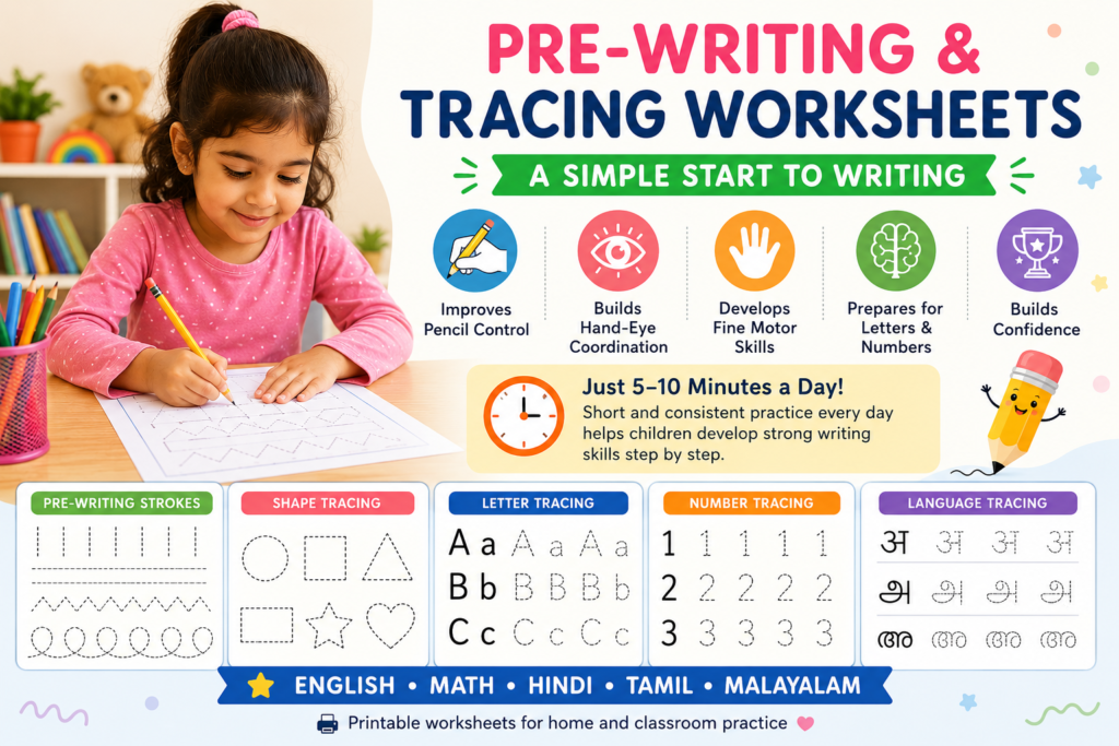 A Simple Start to Writing - Pre-Writing and Tracing Worksheets
