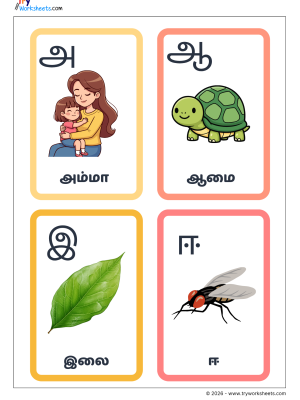Tamil-Flash-Cards-Uyir-Eluthukal-Page-1