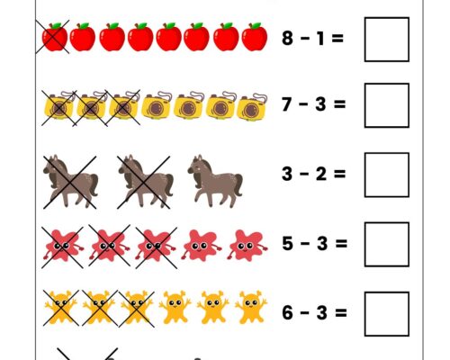 Math KG Worksheet – Basic Subtraction
