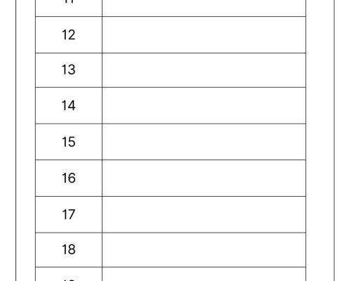 Write the Number Name for the Given Number (11 to 20)