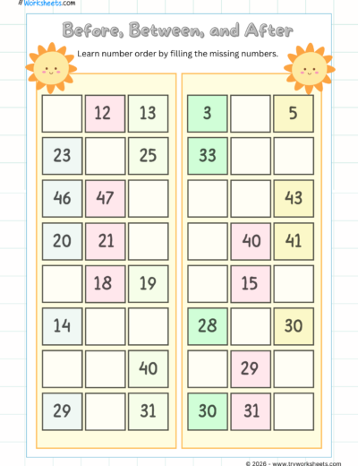 Numbers Worksheets for UKG