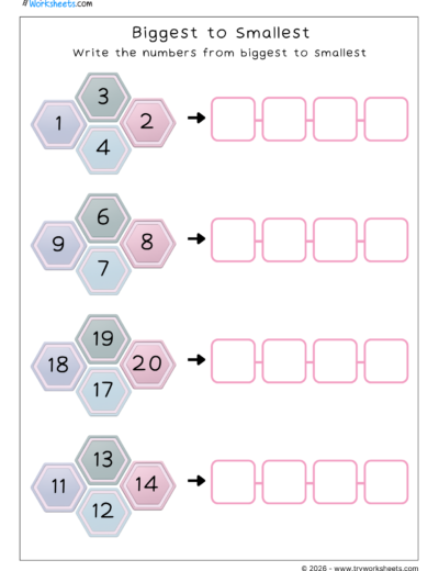 Comparing Numbers Worksheets for Kids | Biggest to Smallest-B