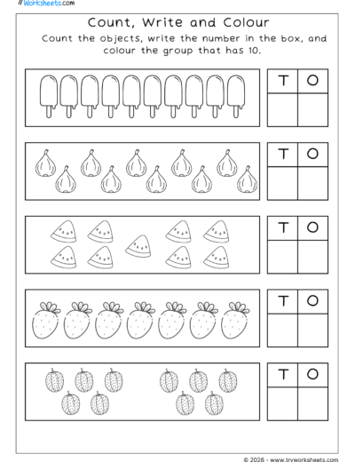 Counting Numbers Worksheets for Kids | Count Write and Color
