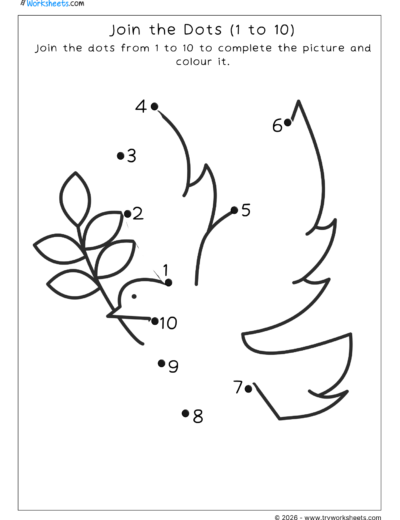 Math – Dot to Dot Worksheet 1 to 10 – B