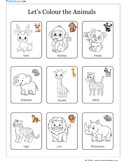 Theme-Based Coloring Worksheets for Kids- Animals