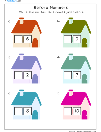 LKG Before Numbers Worksheets | Free Printable Math Worksheets
