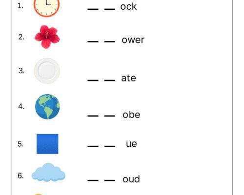 Consonant Blends Worksheet – Complete the Words with bl, cl, fl, gl, pl, sl