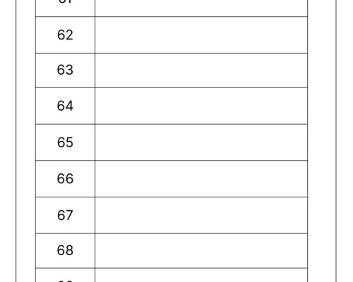 Write the Number Name for the Given Number (61 to 70)