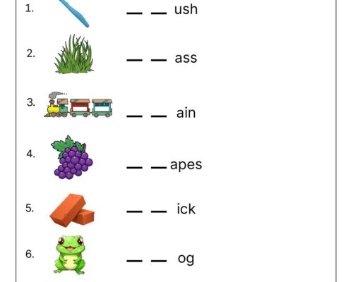 Consonant Blends Worksheet – Complete the Words with br, cr, fr, gr, pr, sr, dr
