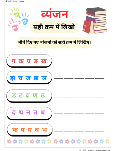 Hindi Consonants in Order (Complete Hindi Vyanjan Mala)