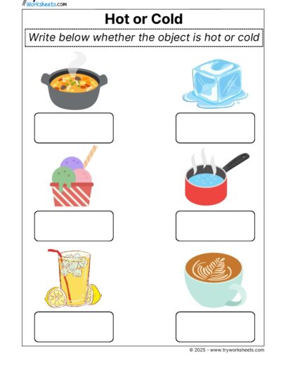Science Grade 2 Worksheet Object Hot Cold
