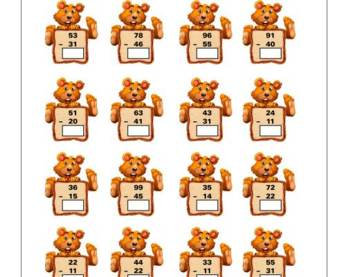 Subtraction Worksheet (Without Regrouping) for Grade 1