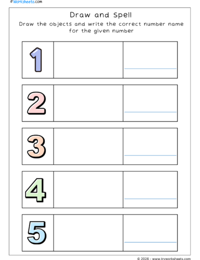 Number Names 1 to 10 (Draw and Spell -2)
