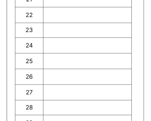 Write the Number Name for the Given Number (21 to 30)
