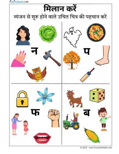 Hindi Worksheets –Identifying Vyanjan 5