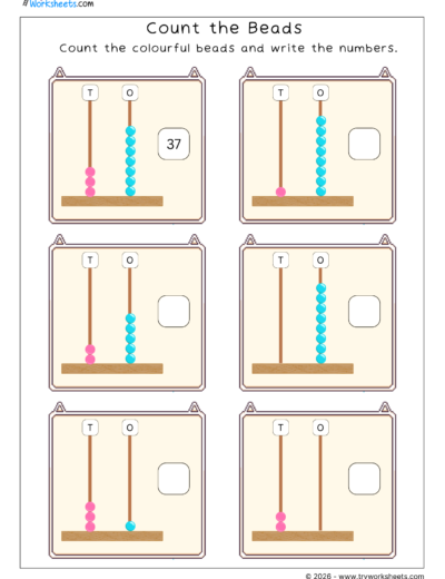 Counting Numbers Worksheets for Kids | Count the Beads