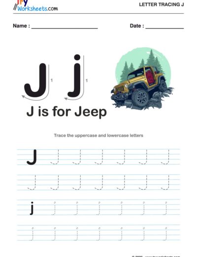 Tracing  Letter – J