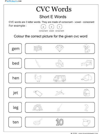 CVC Words Worksheets – Printable CVC Word Activities for Kids