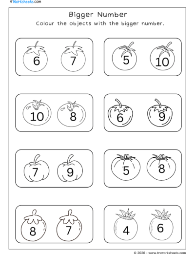 LKG Bigger Number Worksheets | Free Printable Math Worksheets