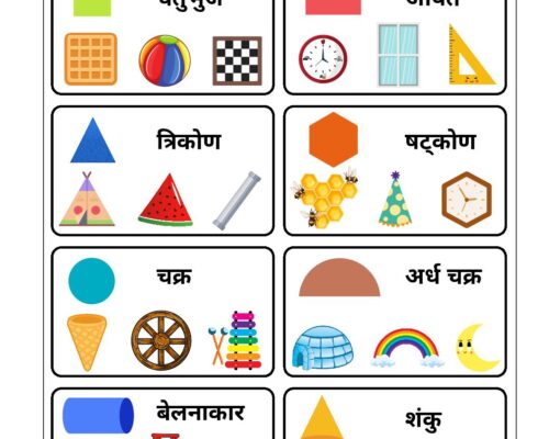 Hindi UKG Worksheet – Shapes 1