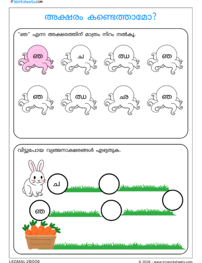 Malayalam Consonants Activity Worksheets- C