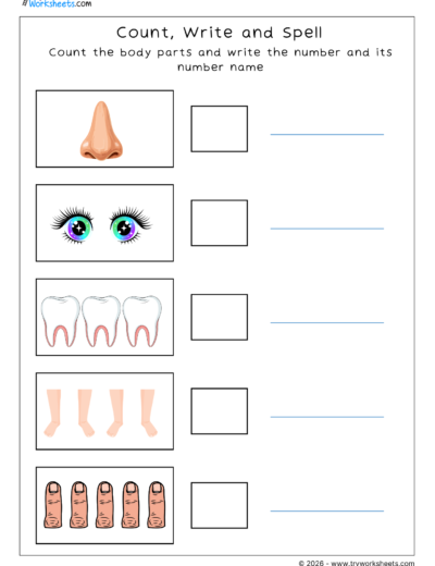 Math Number Names 1 to 10 – (Count, Write and Spell)