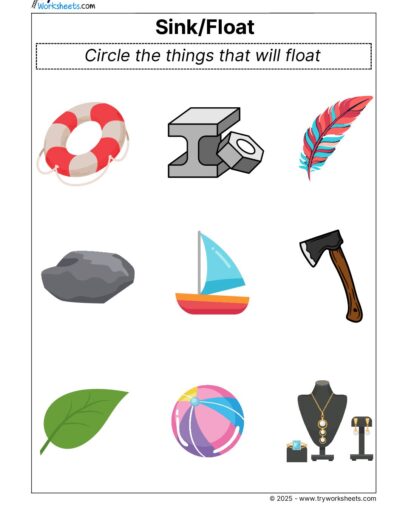 Science Grade 1 Worksheet – Sink or float