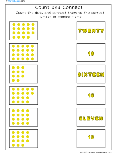 Counting Numbers Worksheets for Kids | Count and Connect