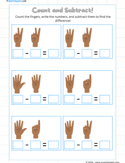 UKG Math Subtraction Worksheets-Count and Subtract