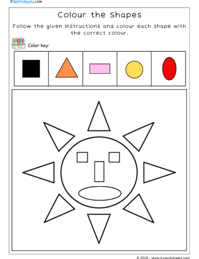 Shapes Worksheets- Color the Shapes