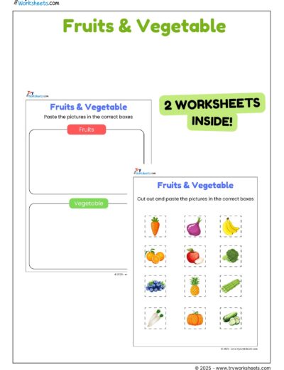 Science Activity Worksheets – Fruits & Vegetables | Cut & Paste for Kids