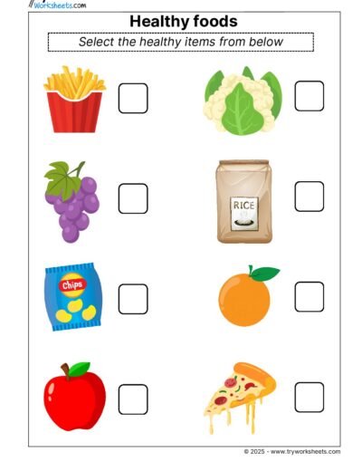 Science Grade 1 Worksheet – Healthy food