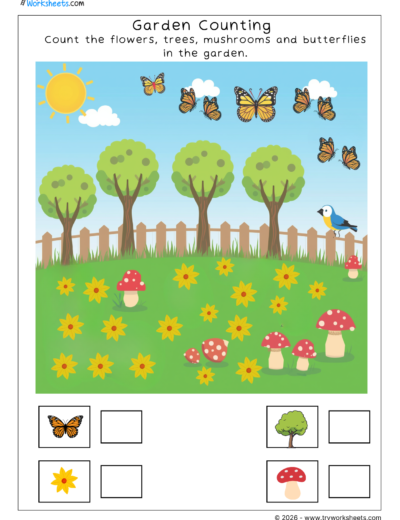 Counting Numbers Worksheets for Kids | Garden Counting