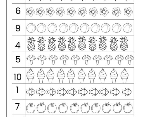 Look at the Numbers and Color the Objects
