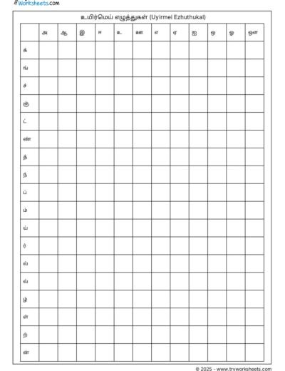 Tamil Uyirmei Ezhuthukal – Practice