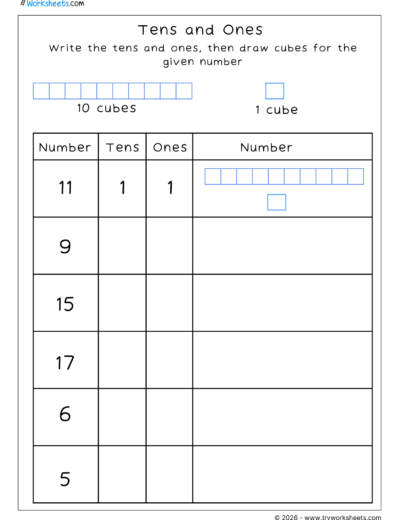 Place Value Worksheets – Ones, Tens