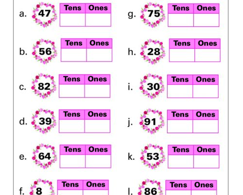 Math Grade 1 – Place Value Worksheet for Tens and Ones