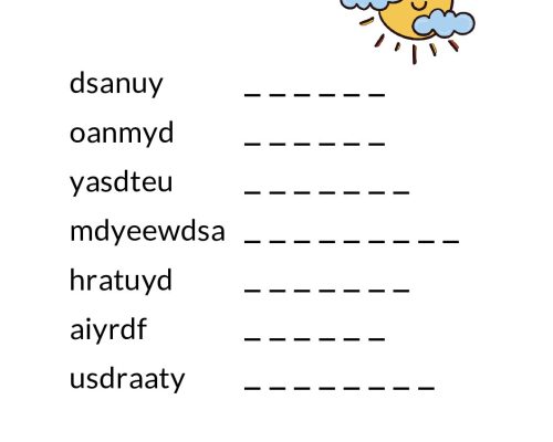 Unscramble the words – Days