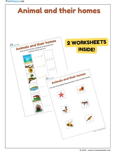 Science Activity Worksheets – Animal Homes | Cut & Paste for Kids