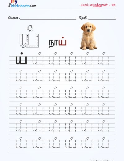 Tamil Mei Eluthukkal Tracing Worksheet – 11
