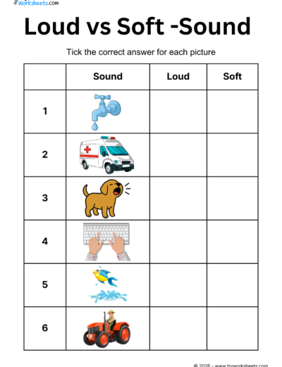 Loud vs Soft Sounds Worksheets for Kids | Kindergarten Phonics Activities – 5