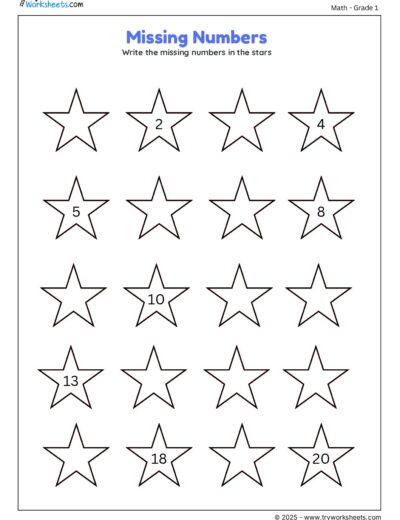 Missing Numbers – Write Numbers in Stars