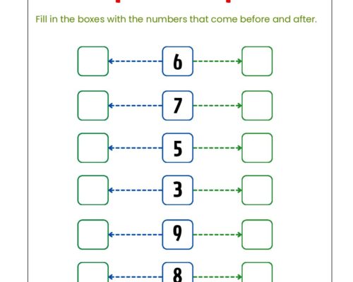 Math KG Worksheet – Number Before and After