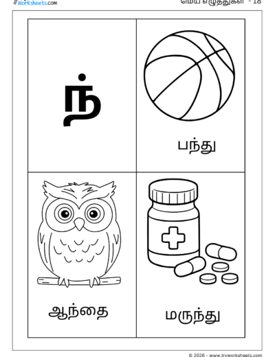 Tamil Mei Eluthukkal Coloring Worksheet – Letter ந்