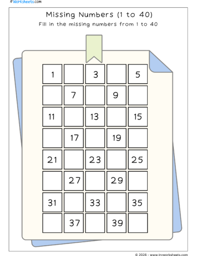 Missing Numbers Worksheets-A