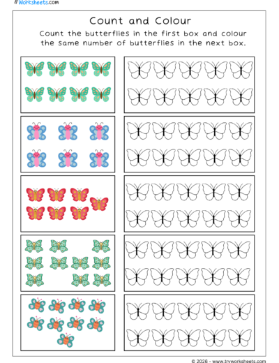 LKG Count and Color Worksheets | Free Printable Math Activities
