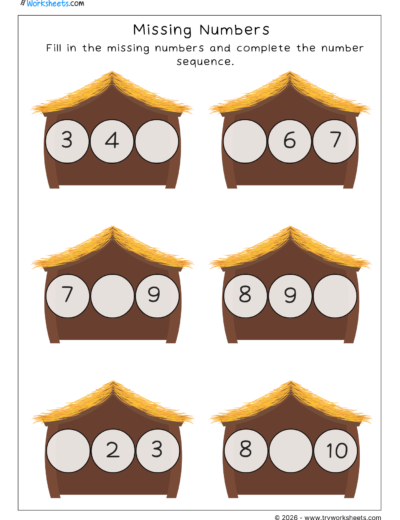 LKG Missing Numbers Worksheets | Free Printable Math Worksheets