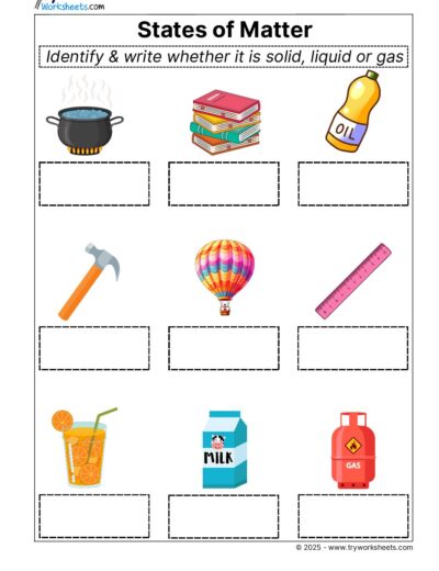 Science Grade 3 Worksheets – States of matter