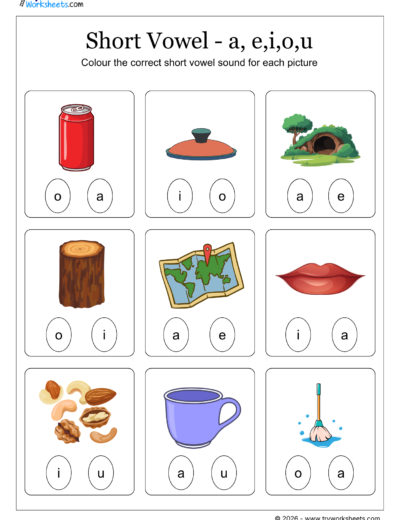 Short Vowel Sounds Coloring Worksheets – Fun Phonics Activity for Kids-D